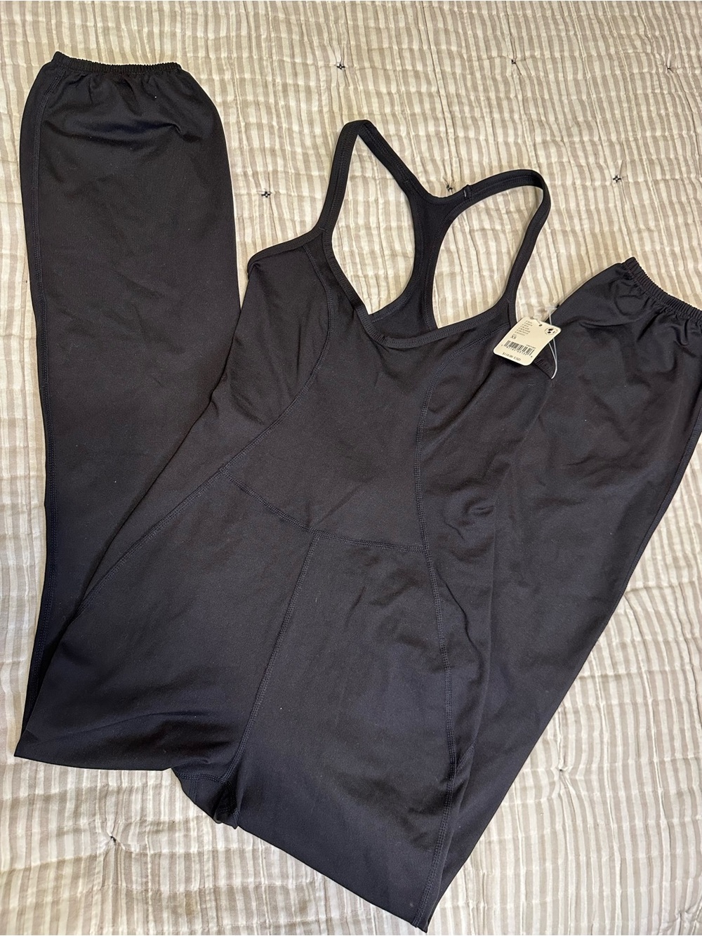 NWT Free People Movement Black Athletic Jumpsuit Romper w/ Cuffed Legs